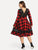 Plus Contrast Lace Plaid Dress