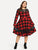 Plus Contrast Lace Plaid Dress