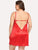 Plus Contrast Lace Cut-out Satin Slips With Thong