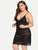 Plus Contrast Lace Cut-out Satin Slips With Thong