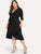 Plus Waist Belted Wrap V-Neck Solid Dress