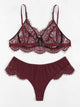 Plus Eyelash Lace Underwire Lingerie Set