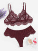 Plus Eyelash Lace Underwire Lingerie Set