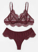 Plus Eyelash Lace Underwire Lingerie Set