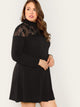 Plus Floral Lace Neck Dress