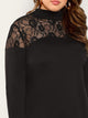 Plus Floral Lace Neck Dress