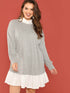 Plus Contrast Collar and Hem Heathered Knit Dress