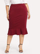 Plus Solid Mermaid Hem Skirt