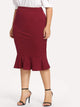 Plus Solid Mermaid Hem Skirt