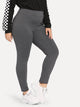 Plus Letter Print Contrast Side Leggings