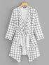 Plus Waterfall Collar Grid Coat