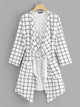 Plus Waterfall Collar Grid Coat