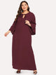 Plus Tie Neck Flounce Sleeve Maxi Dress