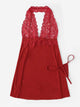 Plus Scalloped Trim Contrast Lace Dress With Thong