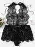 Plus Eyelash Floral Lace Romper Bodysuit