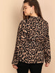 Plus Shawl Collar Belted Leopard Blazer