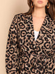 Plus Shawl Collar Belted Leopard Blazer