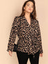 Plus Shawl Collar Belted Leopard Blazer