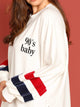 Plus Lantern Sleeve Letter Pullover