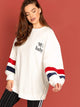 Plus Lantern Sleeve Letter Pullover