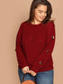 Plus Button Detail Rib Knit Pullover