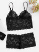 Plus Scalloped Trim Floral Lace Lingerie Set