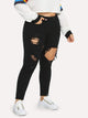 SHEIN Plus Ripped Solid Skinny Jeans