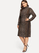 Plus Mock-Neck Leopard Print Dress