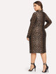 Plus Mock-Neck Leopard Print Dress