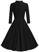 50s Pleated V Neck Flare Dress