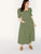 Plus Square Neck Button Front Puff Sleeve Maxi Dress