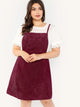  Plus Bib Pocket Patched Corduroy Dress