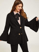 Plus Shawl Collar Flounce Sleeve Coat