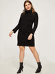 Plus High Neck Split Side Sweater Dress