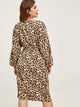 Plus Leopard Print Drawstring Dress