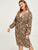 Plus Leopard Print Drawstring Dress