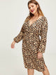 Plus Leopard Print Drawstring Dress