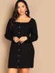 Plus Button Up Rib-knit Marled Dress