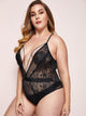 Plus Contrast Lace Criss Cross Teddy