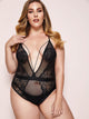 Plus Contrast Lace Criss Cross Teddy