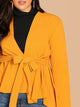 Plus Tie Waist Dip Hem Wrap Coat