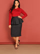 SHEIN Plus Flounce Trim Solid Skirt