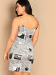 Plus Newspaper Print Bodycon Slip Dress