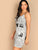 Plus Newspaper Print Bodycon Slip Dress