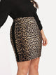 SHEIN Plus Contrast Sideseam Leopard Skirt