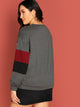 Plus Letter Print Color Block Pullover