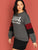 Plus Letter Print Color Block Pullover