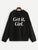 Plus Letter Print Drawstring Hoodie