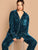 Plus Contrast Tipping Pocket Patched Velvet Blouse & Pants PJ Set