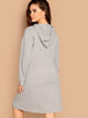 Plus Rib Knit Solid Hooded Dress